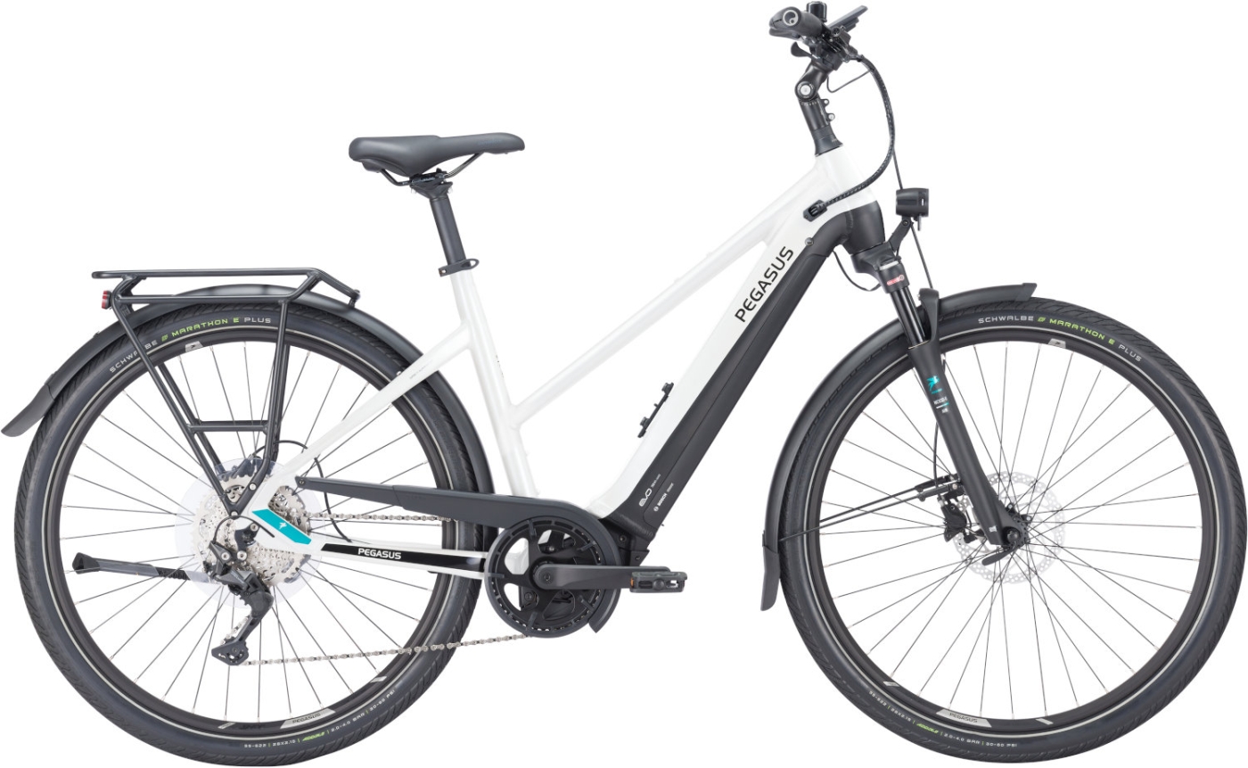 E-Bike  Pegasus Premio EVO 10 Lite trapez weiß . 2023 (Rahmenh. Pegasus: 45 cm | Körpergrösse 150 - 160 cm / Akkukapazität: 750 Wh + 400€) von Pegasus
