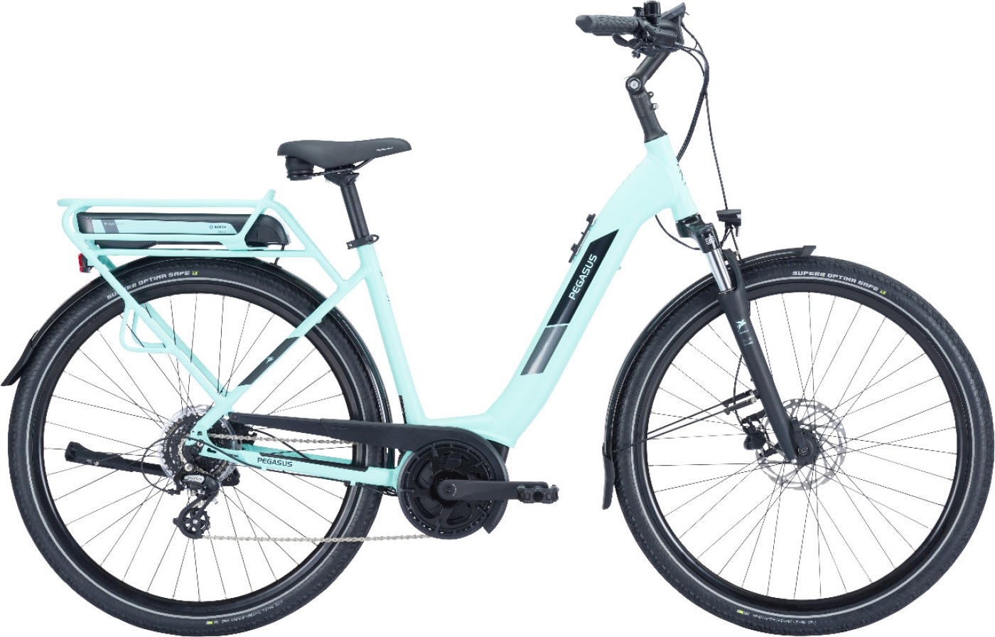 Unisex E-Bike  Pegasus Solero E8 Plus Wave grün . 2023 (Akkukapazität: Bosch 400 Wh / Rahmenh. Pegasus: 50 cm | Körpergrösse 160 - 170 cm) von Pegasus