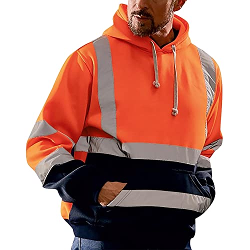 Warnschutzkleidung für Herren Reflektierende Sicherheitsarbeitsjacke Pullover Hoodie Sweatshirt für Winterverkehr BAU von Pekoi