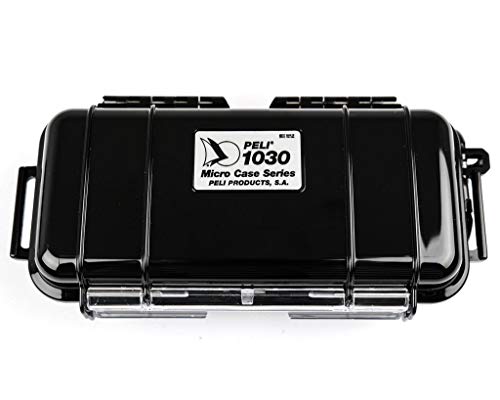 PELI 1030 Wasserdichtes Micro Case für Persönliche Utensilien, IP67-Zertifiziert, Wasser- und Staubdicht, 0,6L Volumen, Schwarz/ Schwarze Gummieinlage von PELI