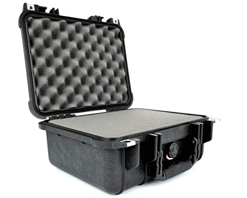 PELI 1400 Koffer für Kamera, Linsen, Drohnen, Empfindliches Elektronisches Equipment, IP67 Wasser- und Staubdicht, 9L Volumen, Mit Schaumstoffeinlage (Anpassbar), Schwarz von PELI