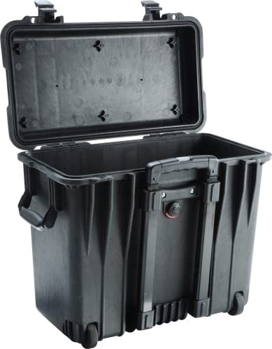 PELI 1440 Top Loader Koffer mit Rollen und Teleskopgriff, IP67 Wasserdicht, 34L Volumen, ohne Schaum, Farbe: Schwarz von PELI