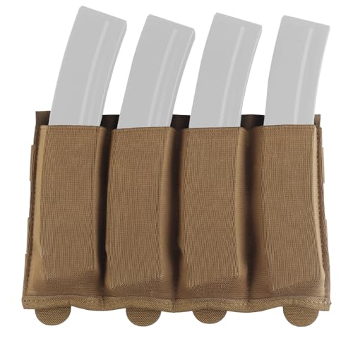 Peminkoo Taktische Molle-Magazintasche für MP5 MP7 leichte Maschinenpistole Magazintasche Taschenlampenhalter Weste Brustgurt-Zubehör (Khaki) von Peminkoo