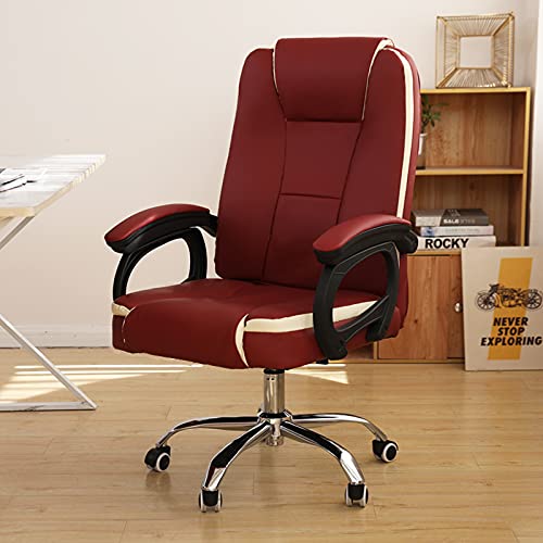 Home-Office-Stuhl, ergonomischer Computerstuhl mit hoher Rückenlehne, PU-Leder, Schreibtischstuhl mit Schaukelfunktion, höhenverstellbar, moderner Dreh-Chefsessel für Arbeit, Arbeitszimmer, Rot, 55 x von PenKee