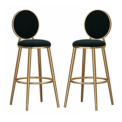 PenKee Bar Stool Home Furniture Bar Stool Velvet Bar Stools Set of 2, Bar Chairs with Counter Height with Back and Footrest, Bar Chairs for Bar/Coffee Kitchen/E Room (Black High:75CM) von PenKee