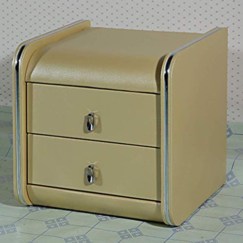 PenKee Bedside Table with Two Drawers Leather Modern and Simple with Lock European- Soft Bag Mini Bedroom Solid Wood Storage Cabinets Needed von PenKee
