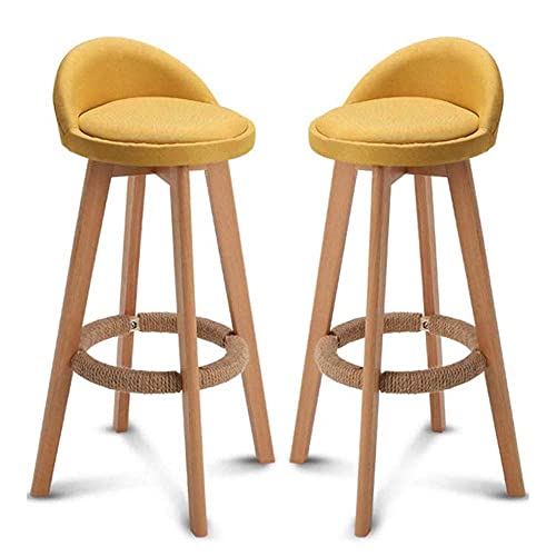 PenKee Furniture Desk Chair Set of 2 Wooden Bar High Stools Dinette and Round Seats Kitchen Breakfast Counter Greenhouse Cafe Bar/Yellow von PenKee