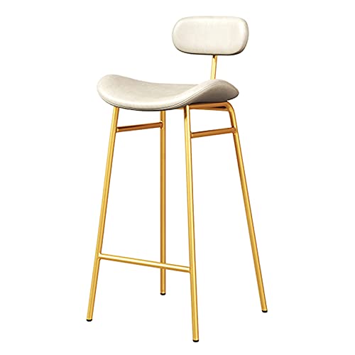 PenKee Furniture Pub Stool Bar Stools Pu Leather Upholstered Seat with Backrest Footrest Kitchen High Chair Gold Metal Legs/White/75Cm von PenKee