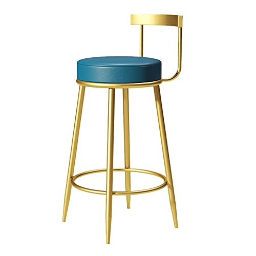 PenKee Furniture Pub Stool s Dining Chair Pub Counter Bar Stool, Pu Leather Upholstered Seat + Metal Iron Legs and Backrest/Blue/Sitting Height: 75Cm von PenKee