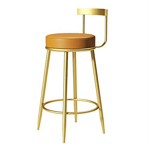 PenKee Furniture Pub Stool s Dining Chair Pub Counter Bar Stool, Pu Leather Upholstered Seat + Metal Iron Legs and Backrest/Yellow/Sitting Height: 75Cm von PenKee