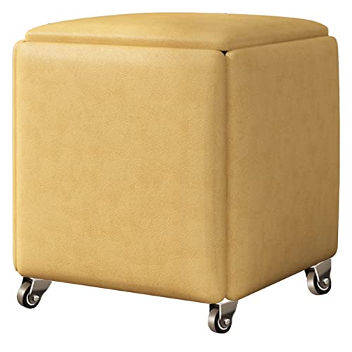 PenKee Multifunctional Storage Stool Magic Cube Nesting Chair with Wheels - 5 in 1 Stackable Kitchen Sofa Stool with Upholstered Seat and Metal Frame for Space-Saving Storage Solution von PenKee