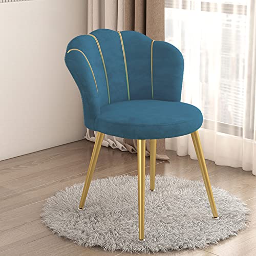 PenKee White Shell Shaped Vanity Chair with Back â“ Golden Metal Legs, Padded Fabric Seat â“ Perfect for Living Room, Dressing Room, Bedroom, Home Office, Kitchen von PenKee