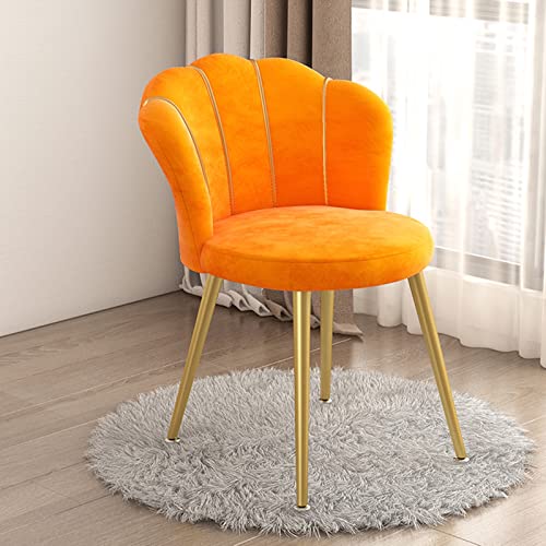 PenKee White Shell Shaped Vanity Chair with Back â“ Golden Metal Legs, Padded Fabric Seat â“ Perfect for Living Room, Dressing Room, Bedroom, Home Office, Kitchen von PenKee