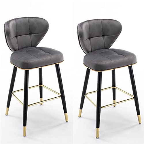 PenKee s Counter Chairs Bar Chairs Set of 2 with Backs, Bar Stools Velvet Kitchen Island Counter Height, Metal Black Leg Upholstered Seat for Bars, Cafes, Lounges, Pub, Dining Room Stool, S Star of von PenKee