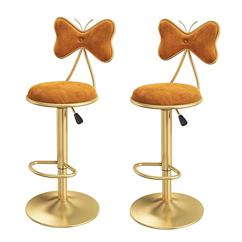 PenKee s Counter Chairs Gold Velvet Bar Stools Set of 2, Kitchen Island High Chairs, Adjustable Height Swivel Bar Stools, Counter Height Breakfast Dining Room Seat with Backrest, 24"-33" (Star of von PenKee