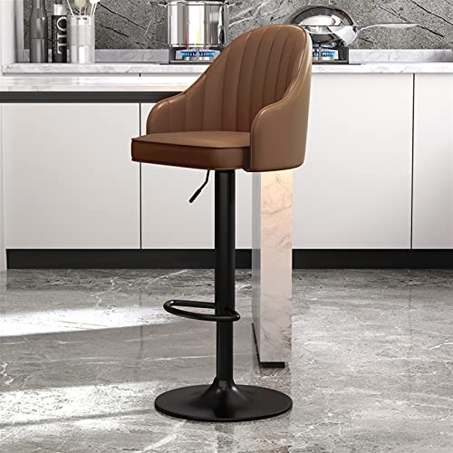 PenKee s Counter Chairs Swivel Adjustable Bar Stools Set of 2 with Backs Counter Island Chairs Counter Height Bar Stools, Leather Black Metal Legs, Suitable for Bars, Bistros, Kitchen Isla Star of von PenKee