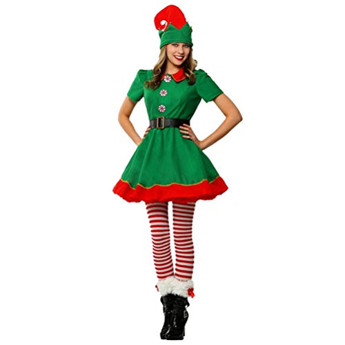 PengGengA Elfen-Kostüm Weihnachtskostüm Xmas Elf Outfit Weihnachtswichtel Weihnachtself Kostüm Erwachsene (Weiblich, 170) von PengGengA