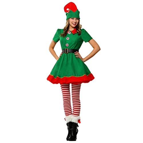 PengGengA Elfen-Kostüm Weihnachtskostüm Xmas Elf Outfit Weihnachtswichtel Weihnachtself Kostüm Erwachsene (Weiblich, 180) von PengGengA