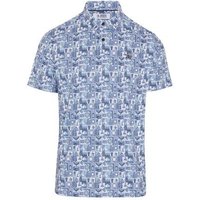 Penguin Petes Game Grid Print Halbarm Polo navy von Penguin