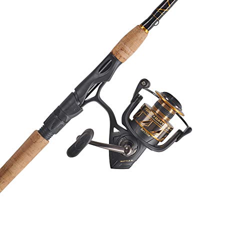 PENN 7’ Battle III Fishing Rod and Reel Spinning Combo, 7’, 2 Graphite Composite Fishing Rod with 6 Reel, Durable, Break Resistant and Lightweight, Black/Gold von Penn
