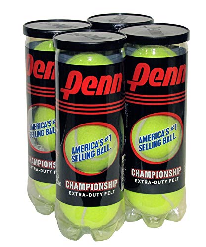 Penn Championship Tennisbälle, extra belastbar, Filzdruck, 4 Dosen, 12 Bälle von Penn