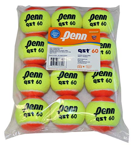 Penn QST 60 Tennisbälle – Jugend Filz orange Tennisbälle für Anfänger, 12 Bälle Polybeutel von Penn
