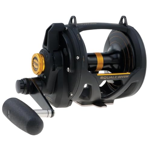 PENN Squall Lever Drag 2 Speed Multirollen, Schwarz Gold, 30| Right |2 Speed von Penn