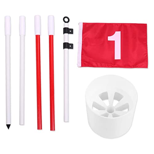 Golf-Flaggsticks tragbare Pin-Flaggen-Loch-Pol-Becher-Set mit splittierbarem 5-Sektion-Design für Gartengarten Rot, tragbare Golf-Flagsticke von Peosaard