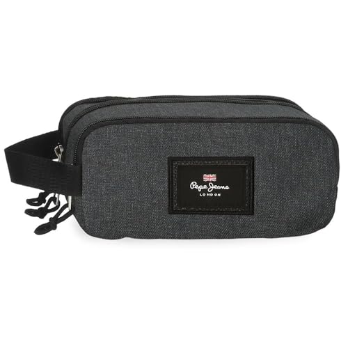 Pepe Jeans Aris Evergreen Federmäppchen mit 3 Fächern, Denim, 22 x 10 x 9 cm, Polyester von Joumma Bags von Pepe Jeans