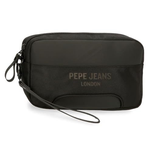 Pepe Jeans Bromley Handtasche, Schwarz, 24,5 x 15 x 6 cm, Polyester, Schwarz, Talla única, handtasche von Pepe Jeans