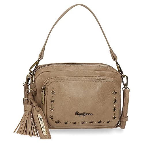 Pepe Jeans Camper Umhängetasche Beige 21,5 x 15 x 5 cm Kunstleder, Beige, Umhängetasche von Pepe Jeans