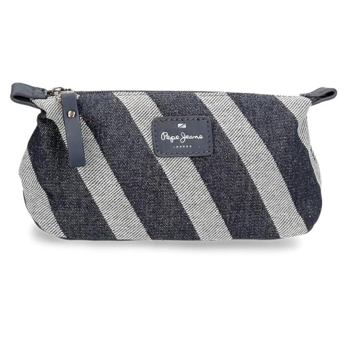 Pepe Jeans Celine Kulturbeutel, Blau, 20,5 x 15 x 8 cm, Polyester, mit Details aus Kunstleder von Joumma Bags, blau, Kosmetiktasche von Pepe Jeans