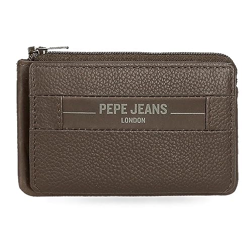Pepe Jeans Checkbox Geldbörse mit Kartenfach, Braun, 11 x 7 x 1,5 cm, Leder, braun, Talla única, Geldbörse mit Kartenhalter von Pepe Jeans