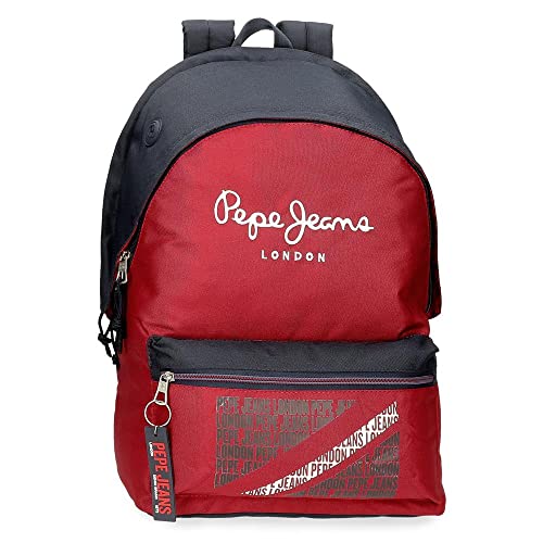 Pepe Jeans Clark Laptop-Rucksack mit zwei Fächern, 15,6 Zoll, Rot, 31 x 44 x 15 cm, Polyester, 23,87 l von Pepe Jeans