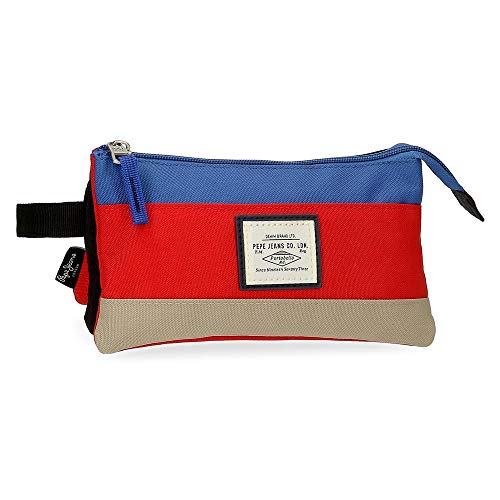 Pepe Jeans Dany Dreifaches Federmäppchen Blau 22x12x5 cms Recycelter Polyester von Pepe Jeans