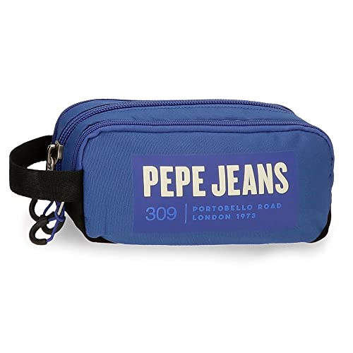 Pepe Jeans Darren Federmäppchen, dreifach, Blau, 22 x 10 x 9 cm, Polyester, blau, Dreifach-Etui von Pepe Jeans