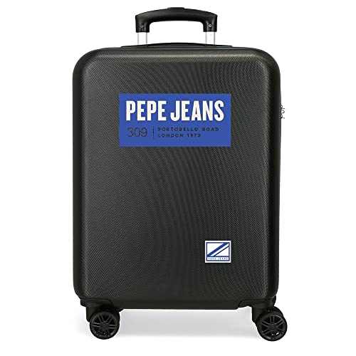 Pepe Jeans Darren Kabinentrolley, Schwarz, 38 x 55 x 20 cm, Hartplastik, seitlicher Kombinationsverschluss, 34 l, 2,74 kg, 4 Räder von Pepe Jeans