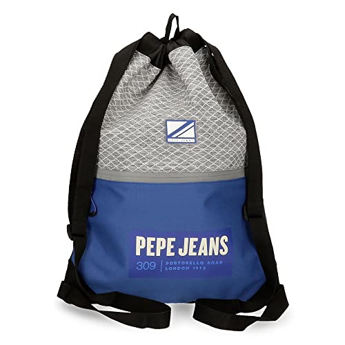Pepe Jeans Darren Rucksack mit Reißverschluss, Blau, 33 x 44 cm, Polyester, blau, Rucksack mit Reißverschluss von Pepe Jeans