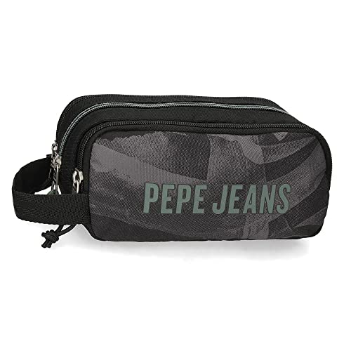 Pepe Jeans Davis Federmäppchen, dreifach, Schwarz, 22 x 10 x 9 cm, Polyester von Pepe Jeans
