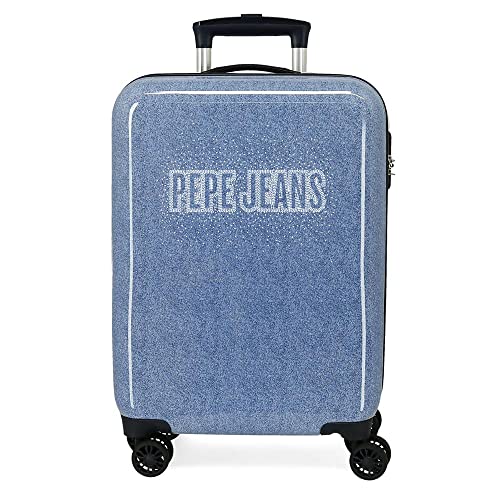 Pepe Jeans Digital Kabinentrolley, blau, 38 x 55 x 20 cm, starr, ABS-Kombinationsverschluss, 34 l, 2 kg, 4 Räder, Handgepäck von Pepe Jeans