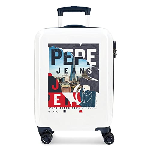 Pepe Jeans Digital Kabinentrolley, weiß, 40 x 55 x 20 cm, starr, ABS, integrierter TSA-Verschluss, 38,4, 2 kg, 4 Räder, doppelte Handgepäck von Pepe Jeans