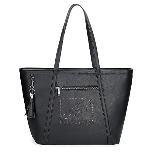 Pepe Jeans Donna Laptoptasche 13,3 Zoll Schwarz 44 x 29 x 14 cm Kunstleder, Schwarz, Laptoptasche von Pepe Jeans