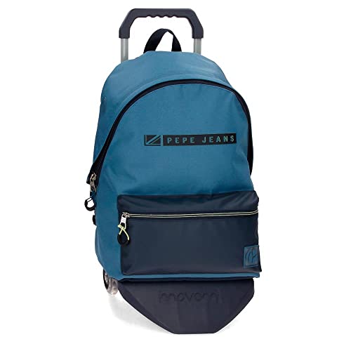 Pepe Jeans Duncan Schulrucksack mit Trolley, blau, 31 x 44 x 17,5 cm, Polyester, 21,12 l von Pepe Jeans