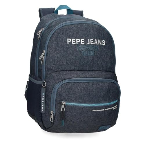 Pepe Jeans Edmon Schulrucksack, anpassbar, Trolley, Blau, 33 x 46 x 15 cm, Polyester, 22,77 l, blau, Schulrucksack, anpassbar an Trolley von Pepe Jeans