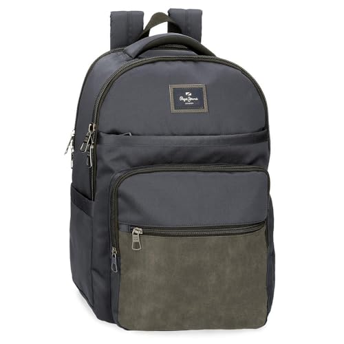 Pepe Jeans Harry Laptop-Rucksack mit zwei Fächern, anpassungsfähig, 15,6 Zoll, Grau, 31 x 44 x 15 cm, Polyester mit Details aus Kunstleder, 20,46 l von Pepe Jeans