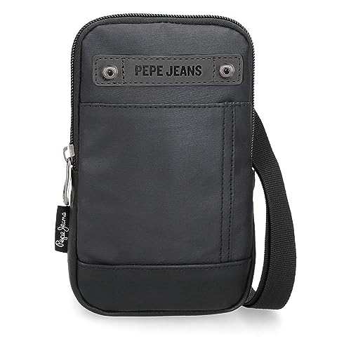 Pepe Jeans Hatfield Messenger-Tasche, Schwarz, 10,5 x 18 x 2 cm, Polyester, Schwarz, Talla única, Schultergurt, Schwarz, one size, Schultergurt von Pepe Jeans