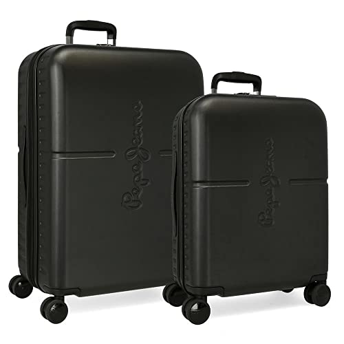 Pepe Jeans Highlight Koffer-Set, schwarz, 55/70 cm, starr, ABS-Verschluss, integriert, 116 l, 7,54 kg, 4 Räder, Handgepäck von Pepe Jeans