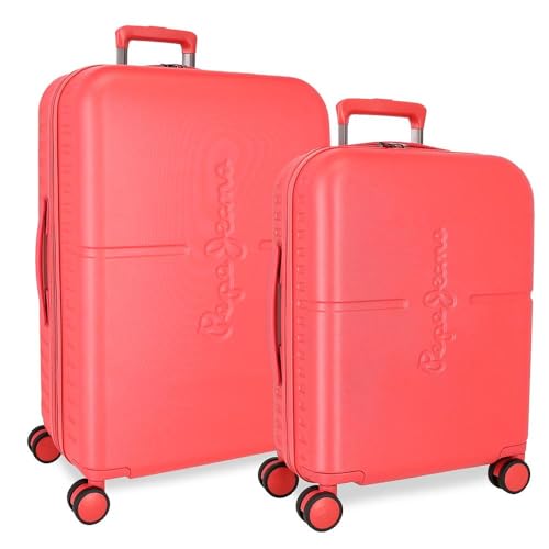 Pepe Jeans Highlight Kofferset, Rot, 55/70 cm, ABS, integrierter TSA-Verschluss, 116 l, 7,54 kg, 4 Doppelrollen, Handgepäck, von Joumma Bags, rot, Koffer Set von Pepe Jeans