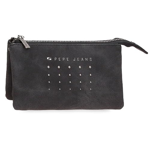 Pepe Jeans Holly Geldbörse mit DREI Fächern, Schwarz, 17,5 x 9,5 x 2 cm Kunstleder, Schwarz, Talla única, Geldbörse mit DREI Fächern von Pepe Jeans