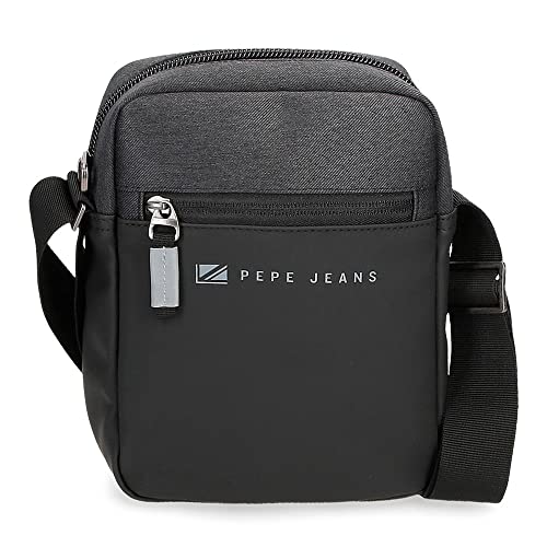 Pepe Jeans Jarvis Umhängetasche, mittelgroß, Schwarz, 17 x 22 x 6 cm, Polyester mit Details aus Kunstleder von Pepe Jeans